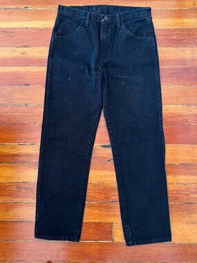Rustler Wrangler 100% Cotton Black Straight Leg Jeans 32 x 30 Western